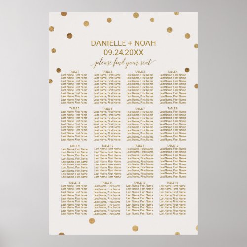 Gold Polka Dots Wedding Seating Chart