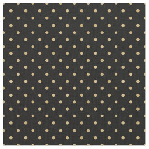 Gold Polka Dots with Black Background Fabric