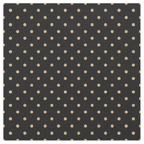 Gold Polka Dots with Black Background Fabric