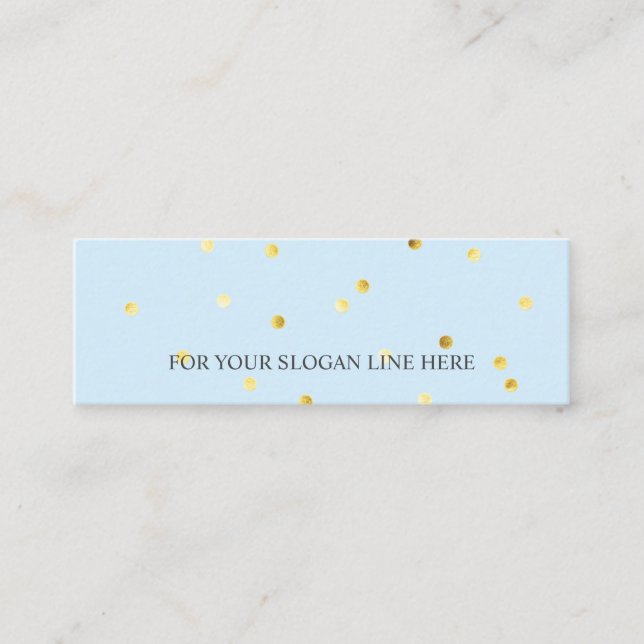 Gold PolkaDot Pattern Baby Blue Mini Business Card (Front)