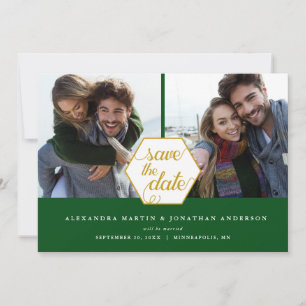 Gold Polygon 2 Photos Emerald Save the Date