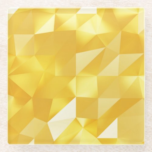 Gold Polygon 3D Abstract Background Glass Coaster