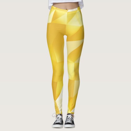 Gold Polygon 3D Abstract Background Leggings