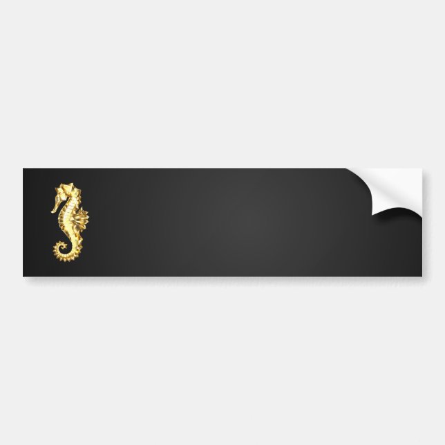 Gold Polygonal Seahorse Bumper Sticker (Front)
