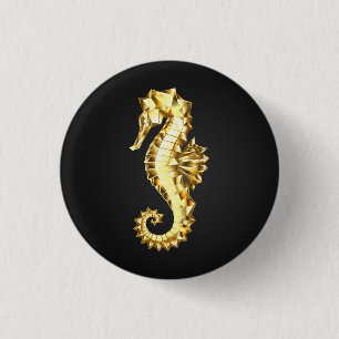 Gold Polygonal Seahorse Button