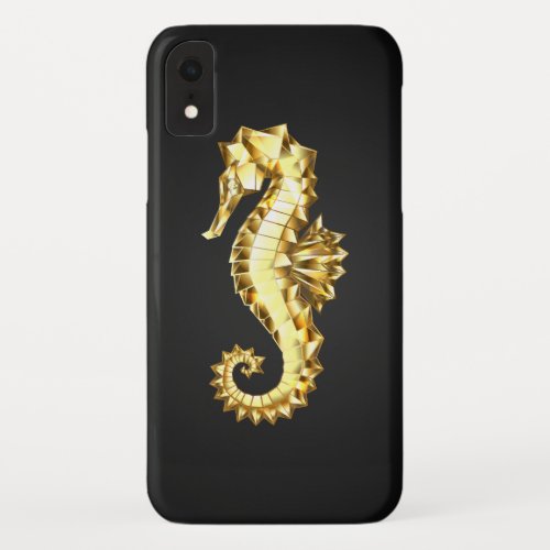 Gold Polygonal Seahorse iPhone XR Case