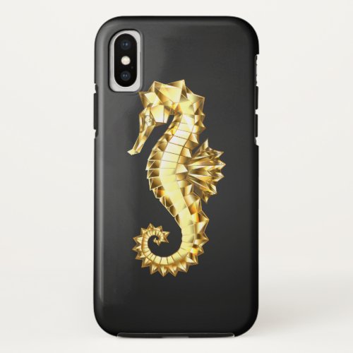 Gold Polygonal Seahorse iPhone X Case