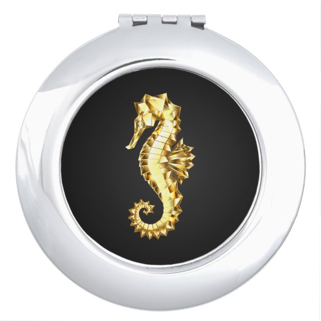 Gold Polygonal Seahorse Compact Mirror (Front)
