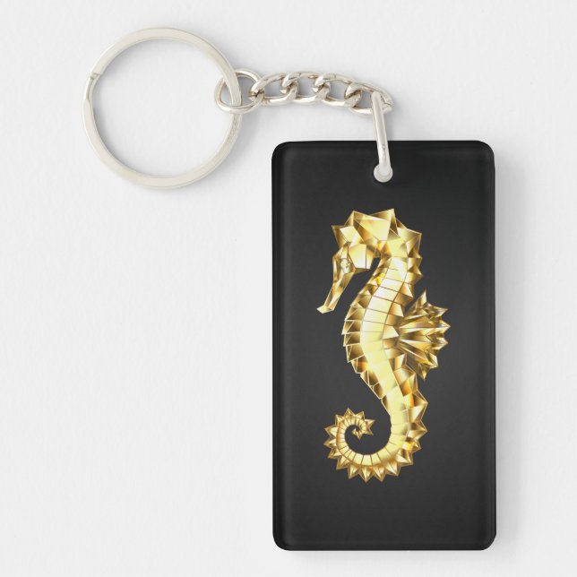 Gold Polygonal Seahorse Keychain (Front)
