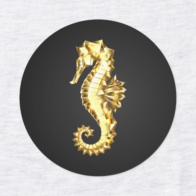 Gold Polygonal Seahorse Labels (Design 1)