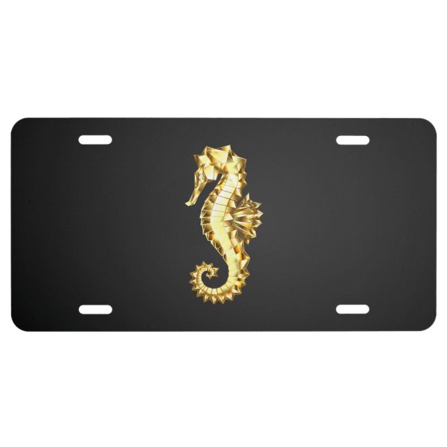 Gold Polygonal Seahorse License Plate (Front)