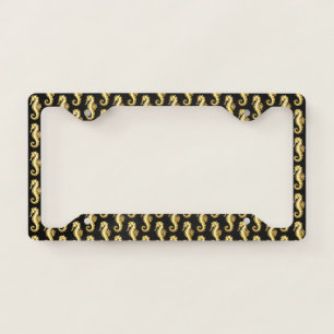 Gold Polygonal Seahorse License Plate Frame