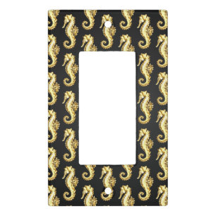Gold Polygonal Seahorse Light Switch Cover
