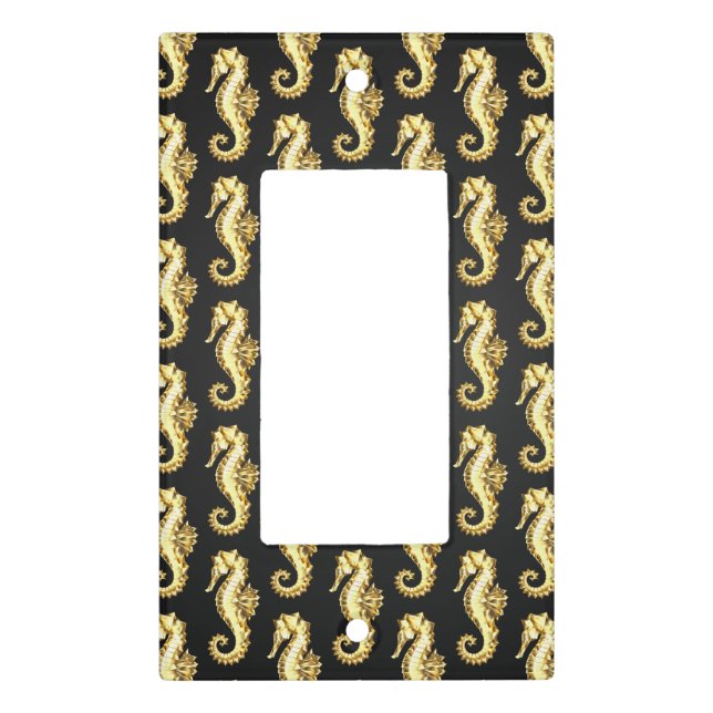Gold Polygonal Seahorse Light Switch Cover (Front)