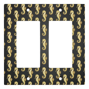 Gold Polygonal Seahorse Light Switch Cover