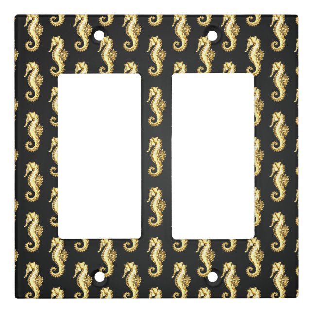 Gold Polygonal Seahorse Light Switch Cover (Front)