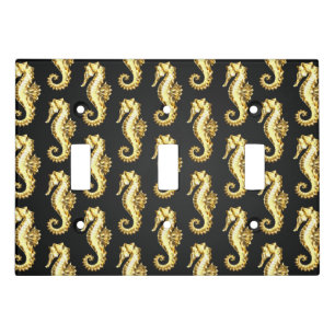 Gold Polygonal Seahorse Light Switch Cover