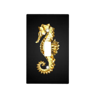 Gold Polygonal Seahorse Light Switch Cover