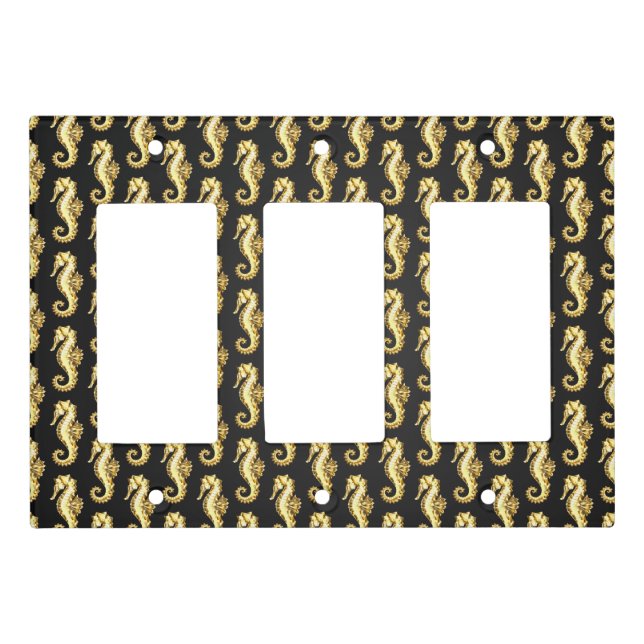 Gold Polygonal Seahorse Light Switch Cover (Front)