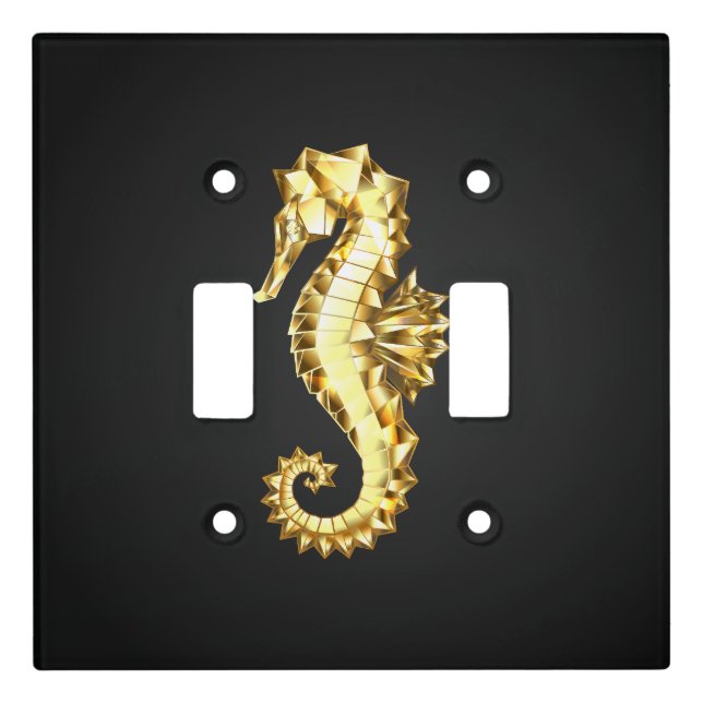 Gold Polygonal Seahorse Light Switch Cover (Front)