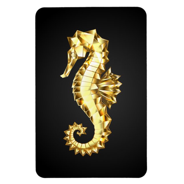 Gold Polygonal Seahorse Magnet (Vertical)