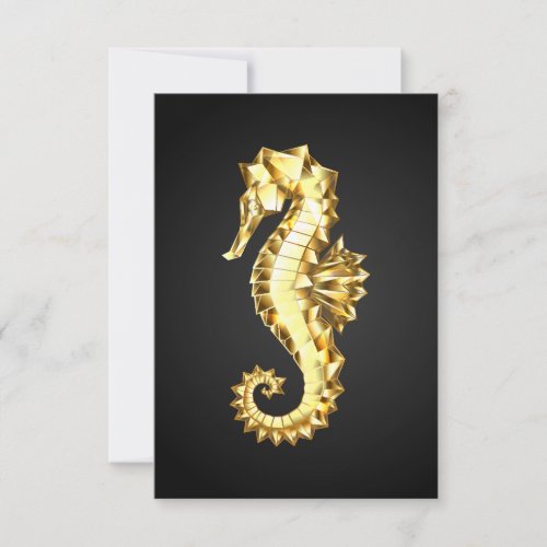 Gold Polygonal Seahorse Note Card