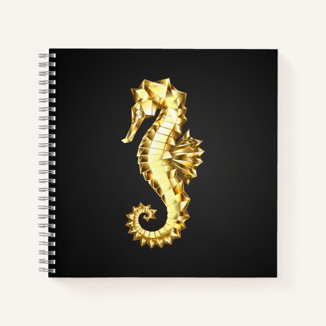 Gold Polygonal Seahorse Notebook (Front)