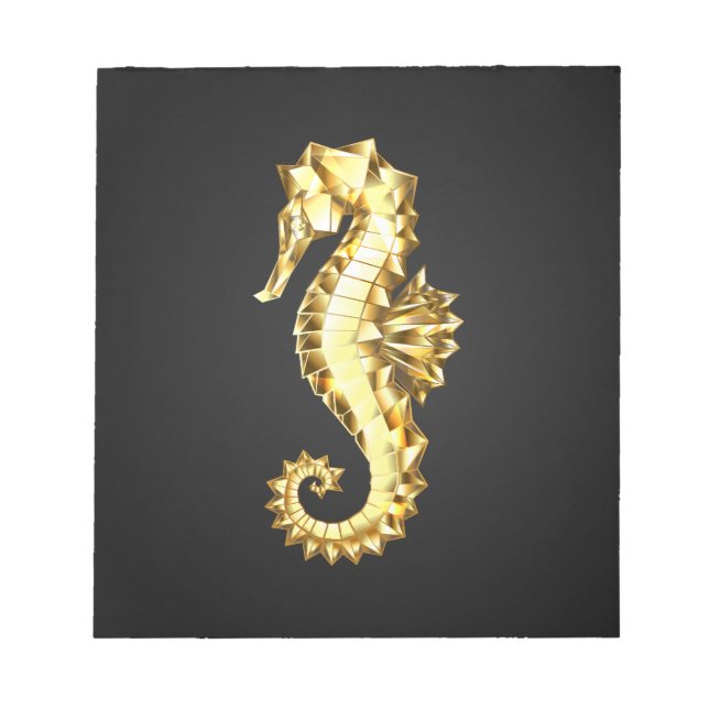 Gold Polygonal Seahorse Notepad (Front)