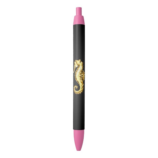 Gold Polygonal Seahorse Pen (Front Vertical)