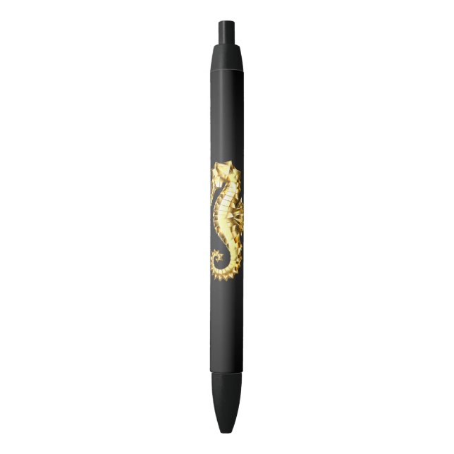 Gold Polygonal Seahorse Pen (Front Vertical)