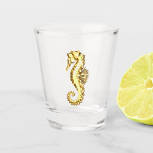 Gold Polygonal Seahorse Shot Glass