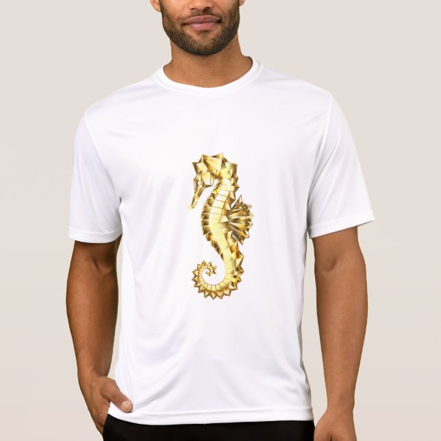 Gold Polygonal Seahorse T-Shirt (Front)