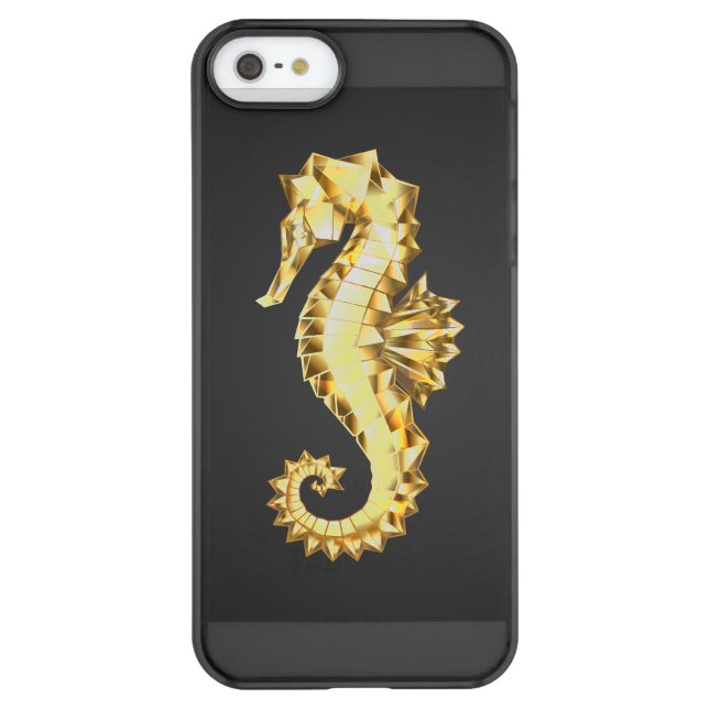 Gold Polygonal Seahorse Uncommon iPhone Case (Back)