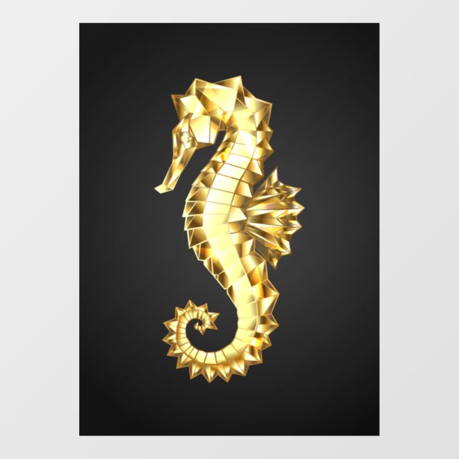 Gold Polygonal Seahorse Window Cling (Sheet)