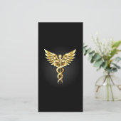 Gold Polygonal Symbol Caduceus (Standing Front)