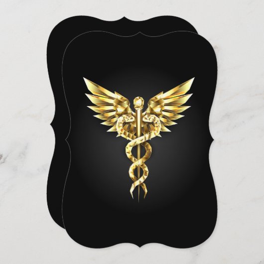 Gold Polygonal Symbol Caduceus (Front/Back)