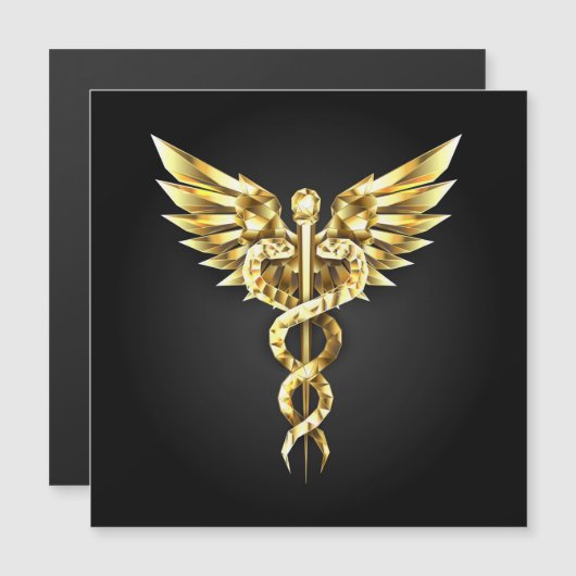 Gold Polygonal Symbol Caduceus (Front/Back)