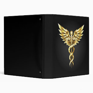 Gold Polygonal Symbol Caduceus 3 Ring Binder
