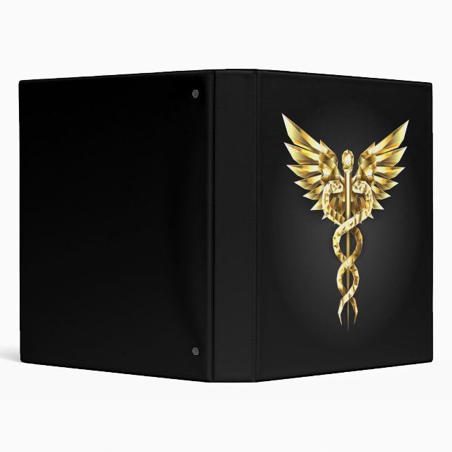 Gold Polygonal Symbol Caduceus 3 Ring Binder (Background)