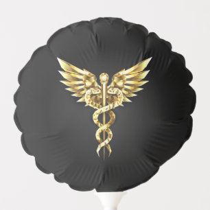 Gold Polygonal Symbol Caduceus Balloon