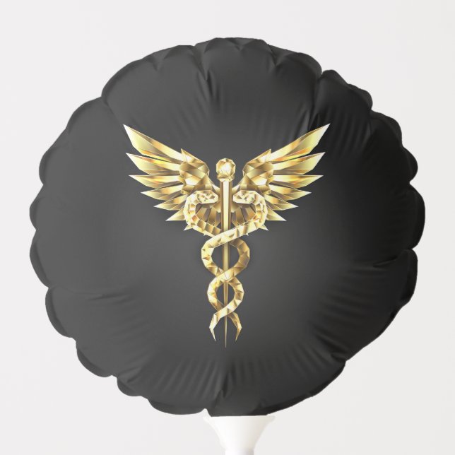 Gold Polygonal Symbol Caduceus Balloon (Front)