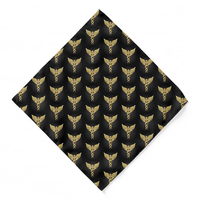 Gold Polygonal Symbol Caduceus Bandana (Front)