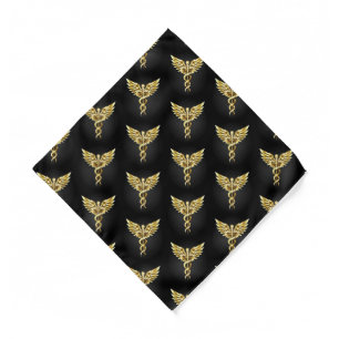 Gold Polygonal Symbol Caduceus Bandana