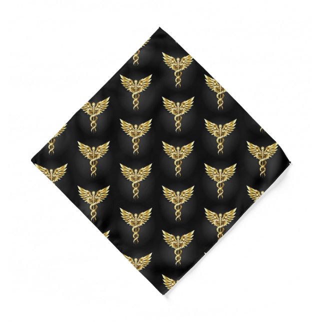 Gold Polygonal Symbol Caduceus Bandana (Front)