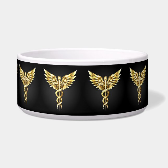 Gold Polygonal Symbol Caduceus Bowl (Front)
