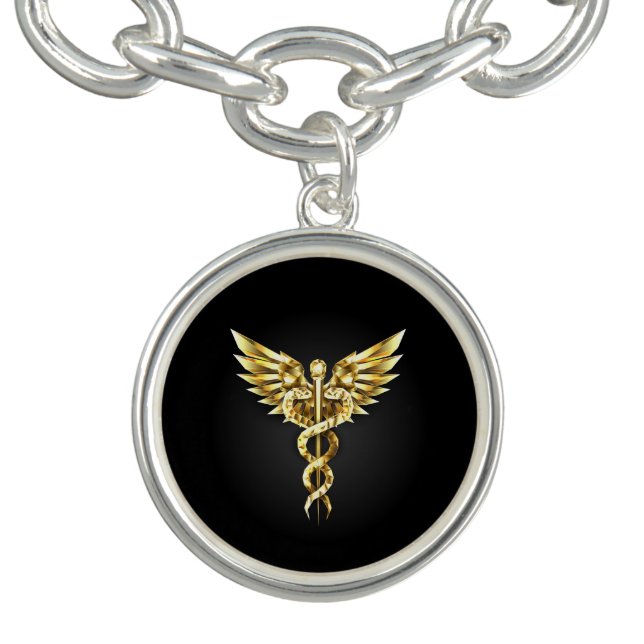 Gold Polygonal Symbol Caduceus Bracelet (Design)
