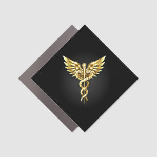 Gold Polygonal Symbol Caduceus Car Magnet