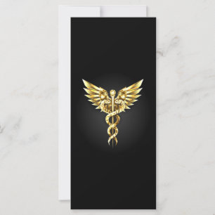 Gold Polygonal Symbol Caduceus Card