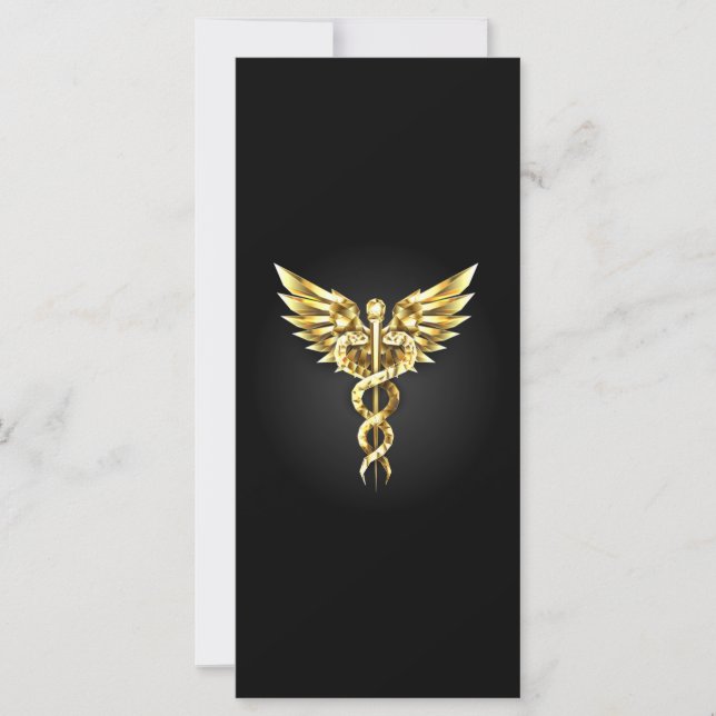 Gold Polygonal Symbol Caduceus Card (Front)