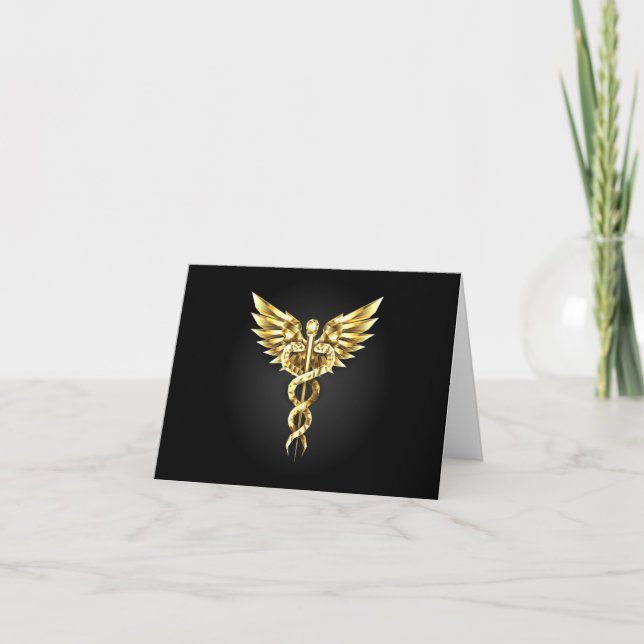 Gold Polygonal Symbol Caduceus Card (Front)